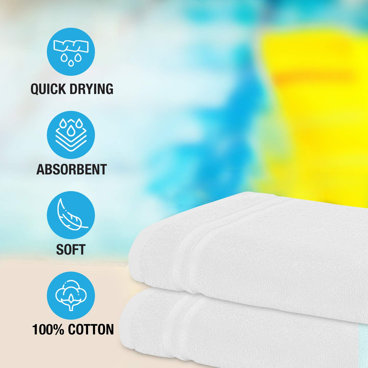 Welspun Quick Dry 375 GSM Large Bath Towel White