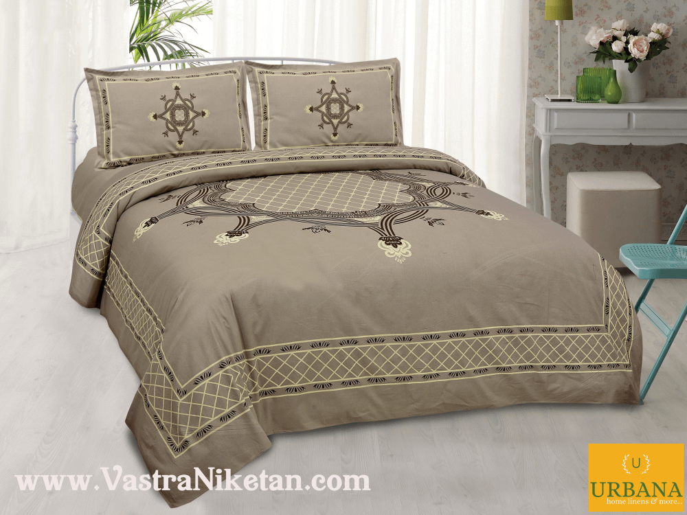 Aura Cotton Double Bedsheet King Size with 2 Pillow Covers Brown Color